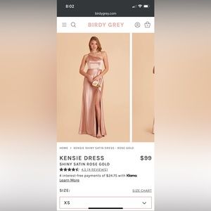 Birdy grey one shoulder Kensie dress shiny satin rose gold XS